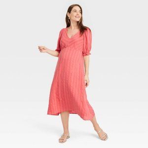 NWOT The Nines by HATCH Elbow Sleeve Tonal Maternity Dress Striped